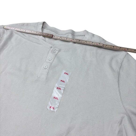Old Navy Cream Waffle-Knit Henley Shirt XXL 60% Cotton 40% Polyester Long Sleeve - Picture 8 of 11